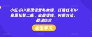 小红书IP变现运营私教课，打通红书IP变现任督二脉，底层逻辑、实操方法、战训结合-优优云创