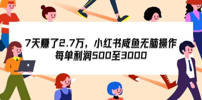 （12192期）7天收了2.7万，小红书咸鱼无脑操作，每单利润500至3000-副业吧