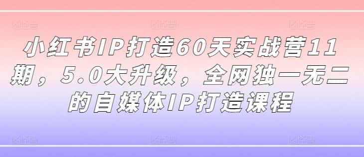 小红书IP打造60天实战营11期，5.0大升级，全网独一无二的自媒体IP打造课程-副业吧