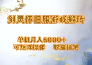（12471期）网游剑灵打金搬砖，单机月入6000+，可矩阵操作，收益稳定。-优优云创
