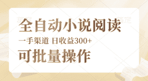 （12447期）全自动小说阅读，纯脚本运营，可批量操作，时间自由，小白轻易上手，日…-优优云创