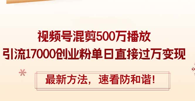 （12391期）精华帖视频号混剪500万播放引流17000创业粉，单日直接过万变现，最新方…-优优云创