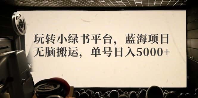 （12366期）玩转小绿书平台，蓝海项目，无脑搬运，单号日入5000+-优优云创