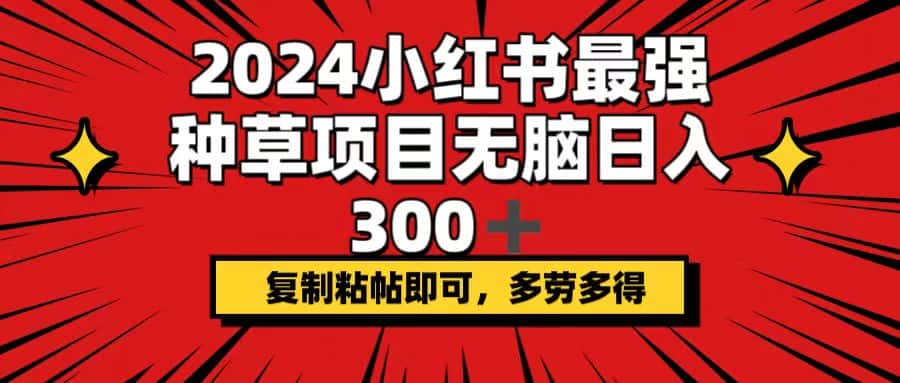 (12336期)2024小红书最强种草项目,无脑日入300+,复制粘帖即可,多劳多得-优优云创