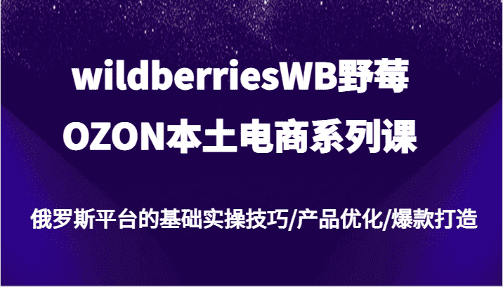 wildberriesWB野莓/OZON本土电商系列课，俄罗斯平台的基础实操技巧/产品优化/爆款打造-优优云创