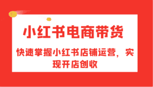小红书电商带货，快速掌握小红书店铺运营，实现开店创收-优优云创