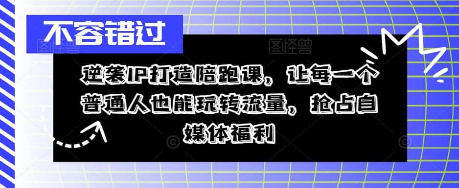 逆袭IP打造陪跑课，让每一个普通人也能玩转流量，抢占自媒体福利-优优云创网