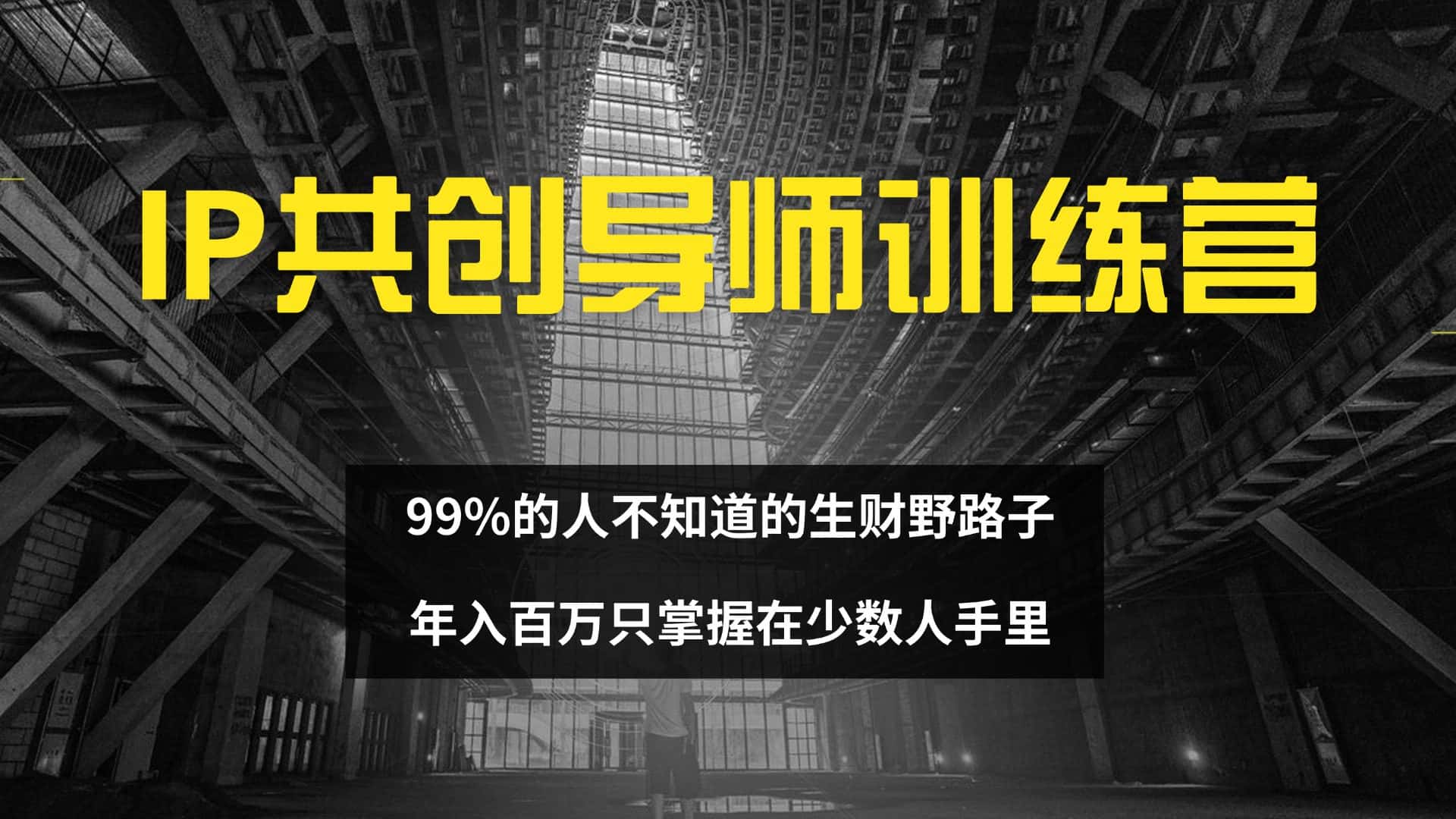 （12504期）IP共创导师训练营 99%的人不知道的生财野路子 只掌握在少数人手里-优优云创