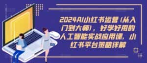 2024AI小红书运营(从入门到大师)，好学好用的人工智能实战应用课，小红书平台策略详解-优优云创