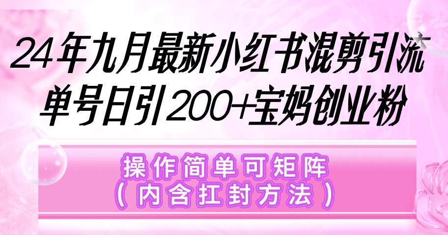 （12530期）小红书混剪引流，单号日引200+宝妈创业粉，操作简单可矩阵（内含扛封…-优优云创