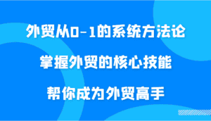 外贸从0-1的系统方法论，掌握外贸的核心技能，帮你成为外贸高手-副业吧