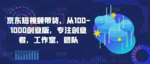 京东短视频带货，从100-1000创业版，专注创业者，工作室，团队-副业吧