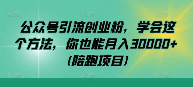 公众号引流创业粉，学会这个方法，你也能月入30000+ (陪跑项目)-副业吧