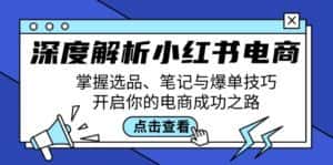 （12585期）深度解析小红书电商：掌握选品、笔记与爆单技巧，开启你的电商成功之路-优优云创
