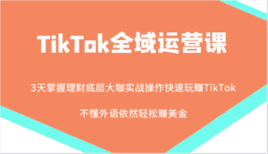 TikTok全域运营课,大咖实战操作快速玩赚TikTok,不懂外语依然轻松赚美金!-副业吧