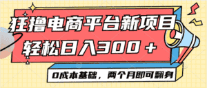 （12685期）电商平台新赛道变现项目小白轻松日入300＋0成本基础两个月即可翻身-优优云创
