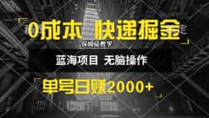 （12709期）0成本快递掘金玩法，日入2000+，小白30分钟上手，收益嘎嘎猛！-优优云创