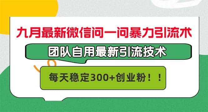 （12735期）九月最新微信问一问暴力引流术，团队自用引流术，每天稳定300+创…-优优云创