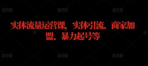 实体流量运营课，实体引流、商家加盟、暴力起号等-优优云创