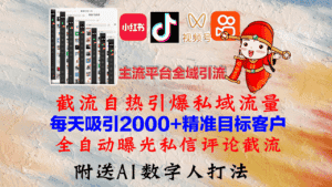 （12786期）小红书，抖音，视频号，快手主流平台全域引流，截流自热引爆私域流量，…-优优云创