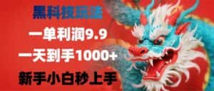 （12793期）黑科技玩法，一单利润9.9,一天到手1000+，新手小白秒上手-优优云创