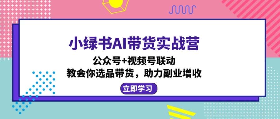 （12848期）小绿书AI带货实战营：公众号+视频号联动，教会你选品带货，助力副业增收-优优云创