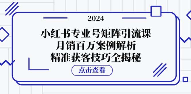小红书专业号矩阵引流课，月销百万案例解析，精准获客技巧全揭秘-优优云创
