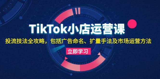 （13063期）TikTok小店运营课：投流技法全攻略，包括广告命名 扩量手法及市场运营方法-优优云创