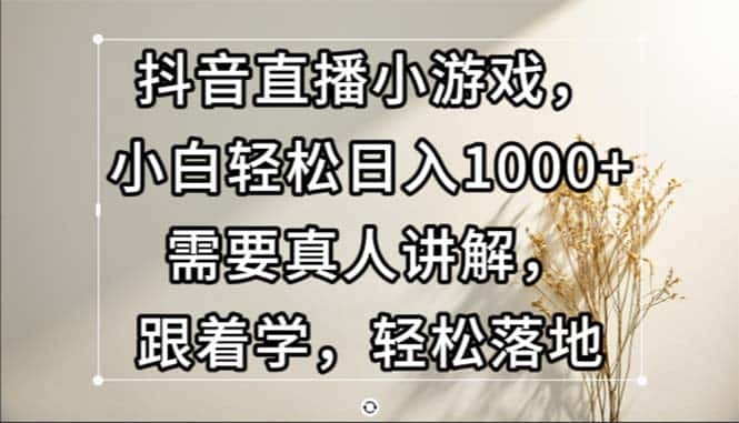 (13075期)抖音直播小游戏,小白轻松日入1000+需要真人讲解,跟着学,轻松落地-优优云创