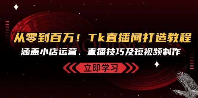 （13098期）从零到百万！Tk直播间打造教程，涵盖小店运营、直播技巧及短视频制作-优优云创