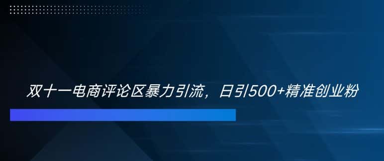 双十一电商评论区暴力引流，日引500+精准创业粉-优优云创