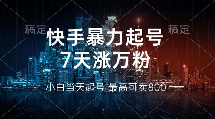 （13142期）快手暴力起号，7天涨万粉，小白当天起号 多种变现方式，账号回收，单月…-优优云创