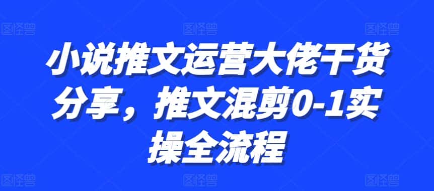小说推文运营大佬干货分享，推文混剪0-1实操全流程-优优云创