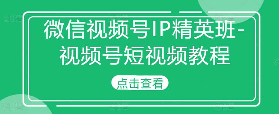 微信视频号IP精英班-视频号短视频教程-副业吧