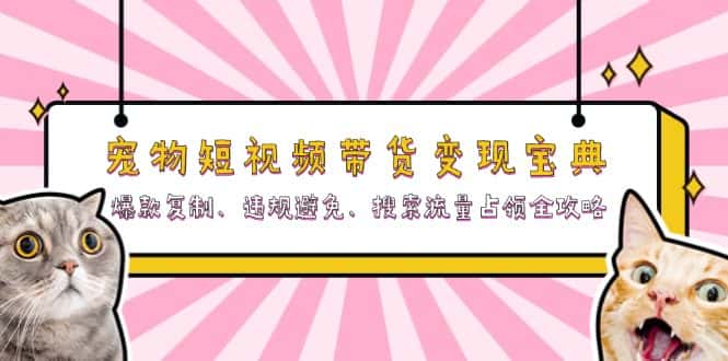 (13227期)宠物短视频带货变现宝典:爆款复制、违规避免、搜索流量占领全攻略-优优云创