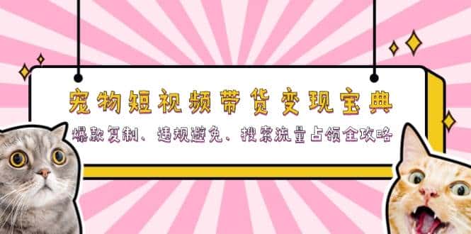 宠物短视频带货变现宝典：爆款复制、违规避免、搜索流量占领全攻略-优优云创