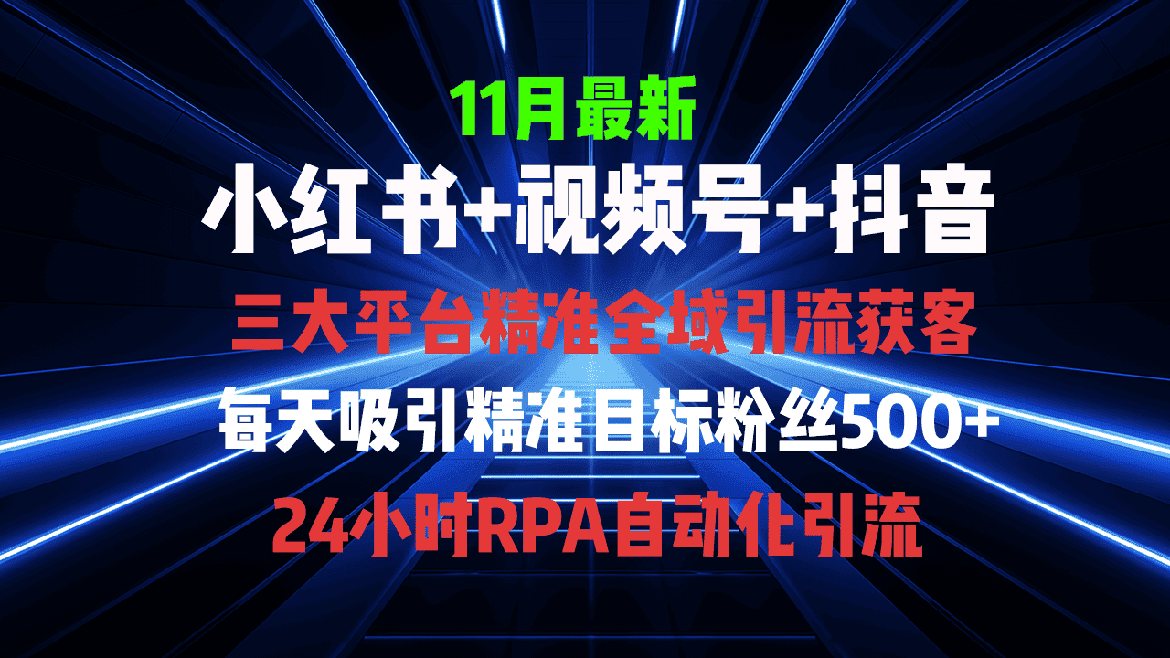 （13259期）全域多平台引流私域打法，小红书，视频号，抖音全自动获客，截流自…-优优云创