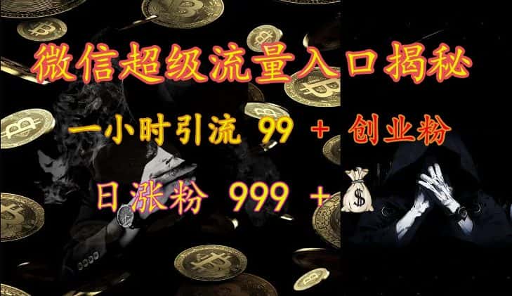 微信超级流量入口揭秘：一小时引流 99 + 创业粉，日涨粉 999 +-优优云创