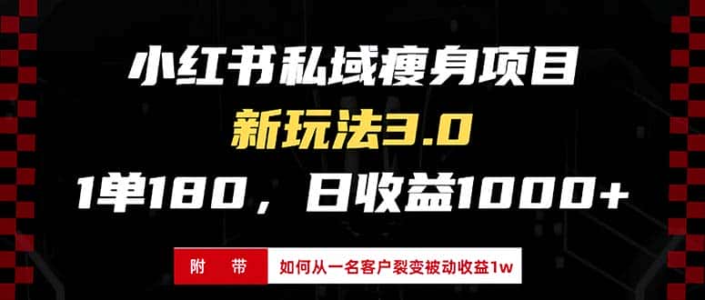 （13348期）小红书瘦身项目3.0模式，新手小白日赚收益1000+（附从一名客户裂变收益…-优优云创