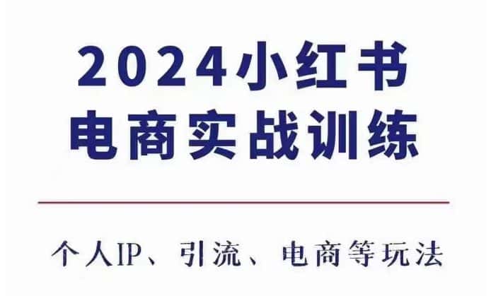 2024小红书电商3.0实战训练,包含个人IP、引流、电商等玩法-副业吧