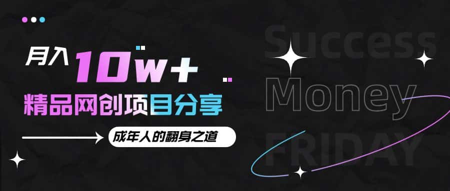 月入十万+的网创项目分享，成年人的最快翻身之道-优优云创