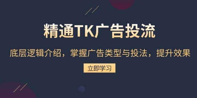 精通TK广告投流：底层逻辑介绍，掌握广告类型与投法，提升效果-优优云创