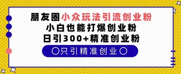朋友圈小众玩法引流创业粉，小白也能打爆创业粉，日引300+精准创业粉-副业吧