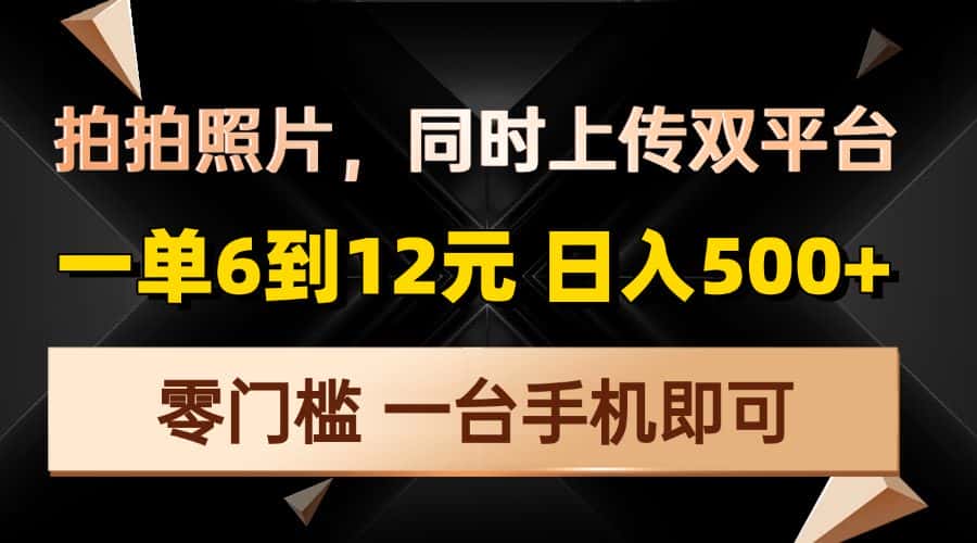 （13783期）拍拍照片，同时上传双平台，一单6到12元，轻轻松松日入500+，零门槛，…-优优云创