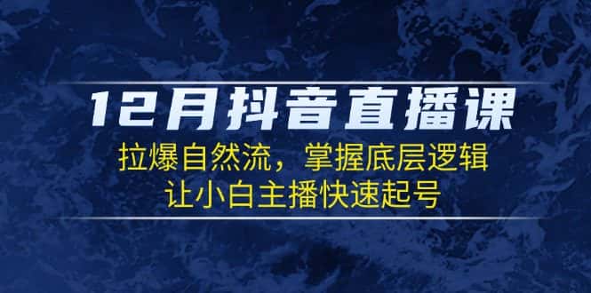 （13807期）12月抖音直播课：拉爆自然流，掌握底层逻辑，让小白主播快速起号-副业吧