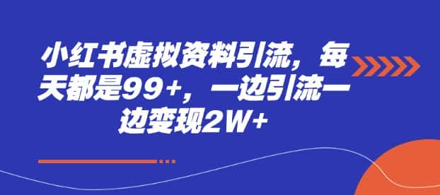 小红书虚拟资料引流，每天都是99+，一边引流一边变现2W+-优优云创