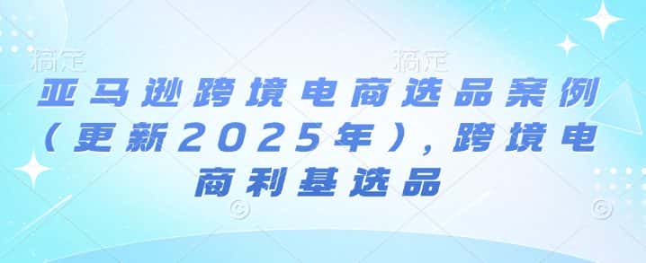 亚马逊跨境电商选品案例(更新2025年)，跨境电商利基选品-副业吧