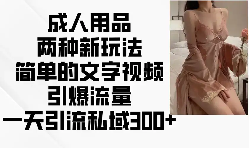 成人用品两种新玩法，简单的文字视频引爆流量，一天引流私域300+-副业吧