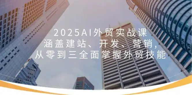 2025AI外贸实战课：涵盖建站、开发、营销, 从零到三全面掌握外贸技能-优优云创