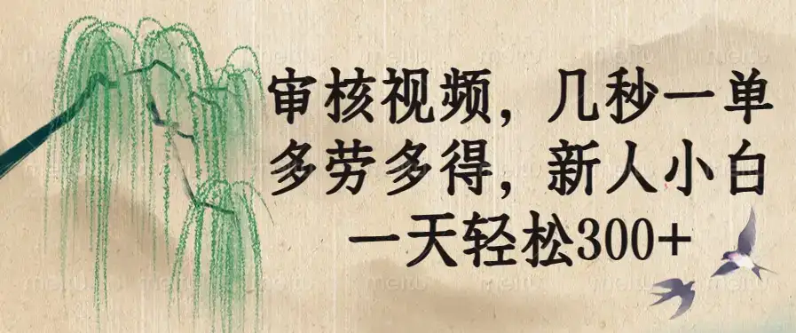 审核视频，几秒一单，多劳多得，新人小白一天轻松300+-优优云创